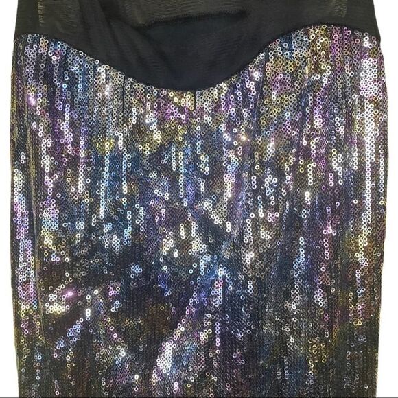XOXO Multi Colored Sequins Sleeveless Black Dress Size Medium - Picture 5 of 9
